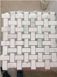 Chic Italy Carrara White Marble Basketweave Mosaic Tiles