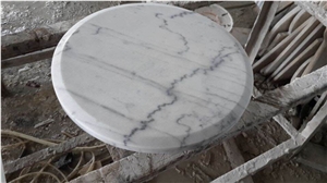 Chinese Guanxi White Marble Round Table Tops