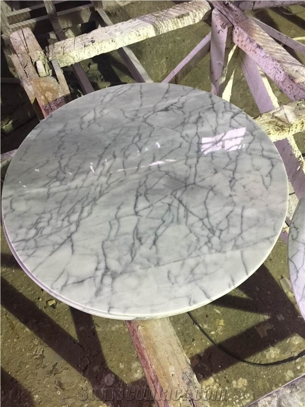 Italian Carrara White Marble Round Table Tops from China - StoneContact.com
