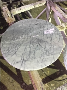 Italian Carrara White Marble Round Table Tops