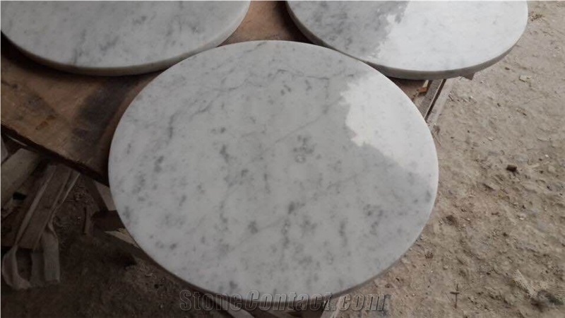 Italian Carrara White Marble Round Table Tops