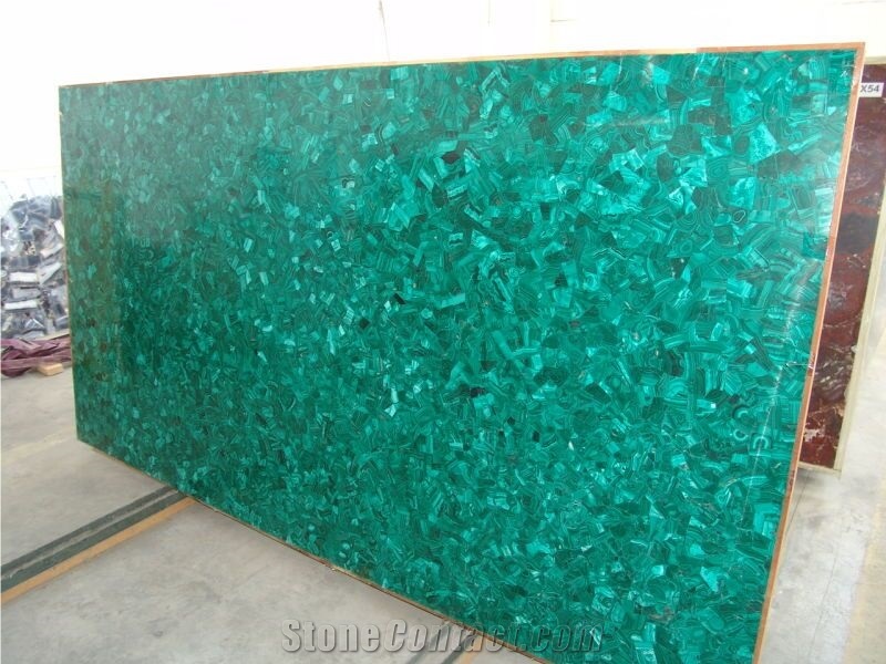 Semi Precious Green Malachite Slab for Table Top, Wall Tile