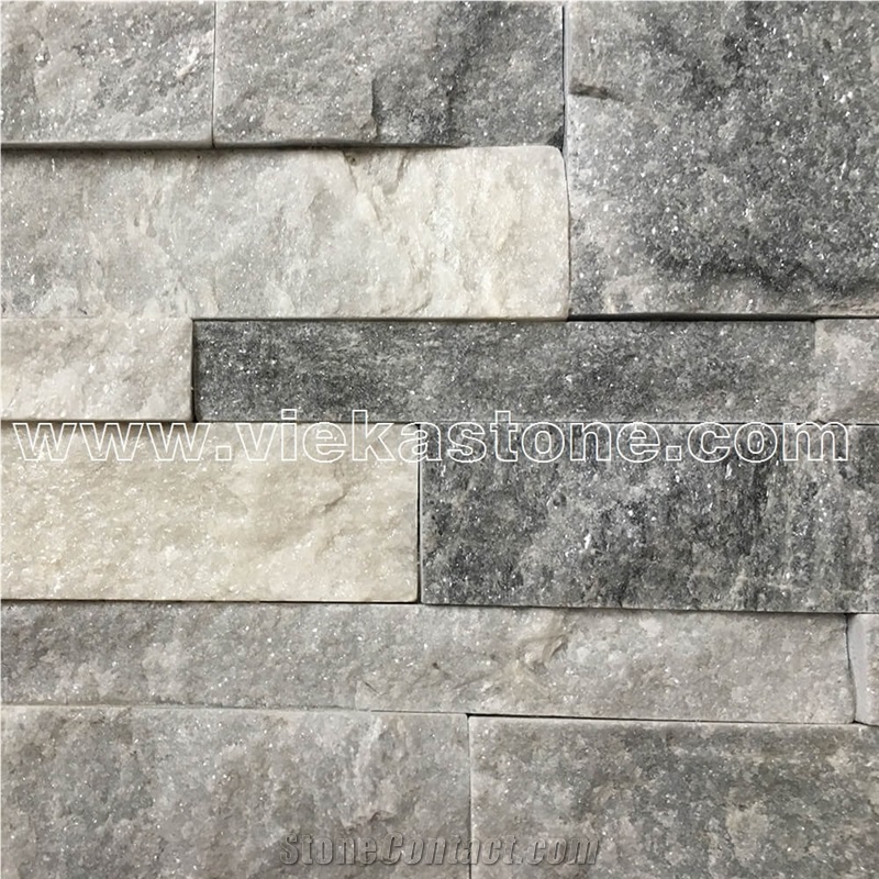 China Cloud Grey Quartzite Stacked Stone Veneer Wall Panel Cladding Panel Ledge Stone Split Face Tile Landscaping Interior & Exterior Culture Stone 35x18cm