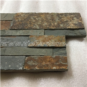 China Multicolor Rusty Slate Stacked Stone Veneer Wall Cladding Ledge Stone Panel Split Face Tile Landscaping Interior & Exterior Feature Wall Culture Stone 35x18cm