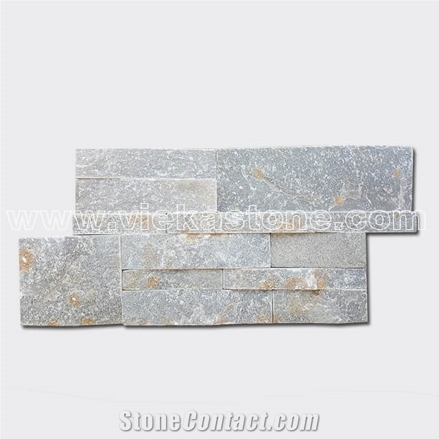 China P013 Green Grey Slate Stacked Stone Veneer Feature Wall Cladding Panel Ledge Stone Split Face Mosaic Tile Building Landscaping Interior & Exterior Decor Natural Culture Stone 35x18cm