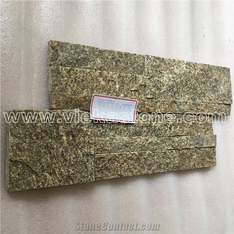 China Tiger Skin Yellow Stacked Stone Veneer Wall Cladding Ledge Stone Panel Split Face Tile Landscaping Interior & Exterior Feature Wall Culture Stone 35x18cm