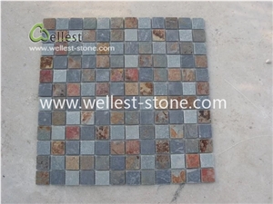 Grey/Black/Yellow/Beige/Rusty Color Slate Mosaic Tile
