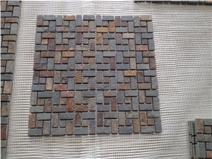 Beige Slate Mosaic, Linear Strips Mosaic, Wall/Floor Mosaic