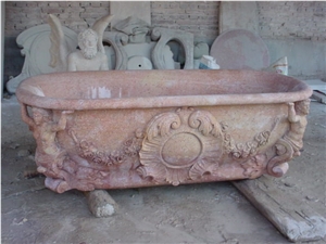 Hand Carved Marble Bathtub with Sculpture