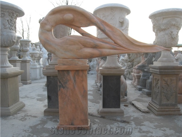 Natural Pink Marble Abstract Statue Sculpture