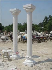 Solid White Marble Column Pillar for Construction