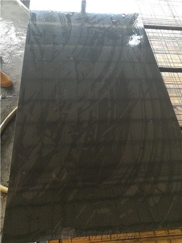 High Polished Mongolia Black Granite Slab(Low Price)