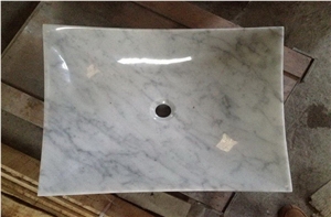 Bianco Carrara White Marble Basin,Ivory Jade Bianco Carrara Polished Square Vessel Wash Basin/Sink/Bathroom Basin/Wash Bowl