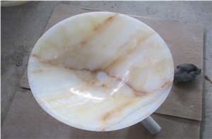 China White Onyx Sink Wash Basin,Natural Luxary Round Stone Sink,Above Countertop Sink,Decorative Onyx Stone