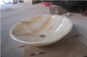 China White Onyx Sink Wash Basin,Natural Luxary Round Stone Sink,Above Countertop Sink,Decorative Onyx Stone