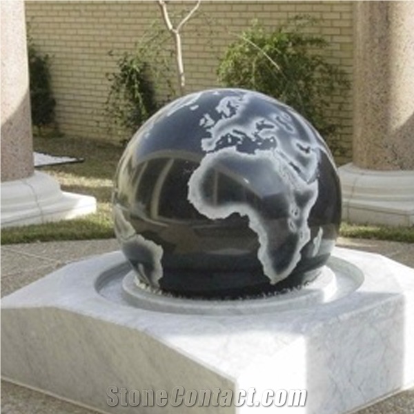 Black Granite Ball Fountains, Floating Ball Fountains, Rolling Sphere Fountains/Rolling Sphere Garden Fountains, Water Features, Exterior Fountains Natural Stone Decoration, Sculptured Stone Work
