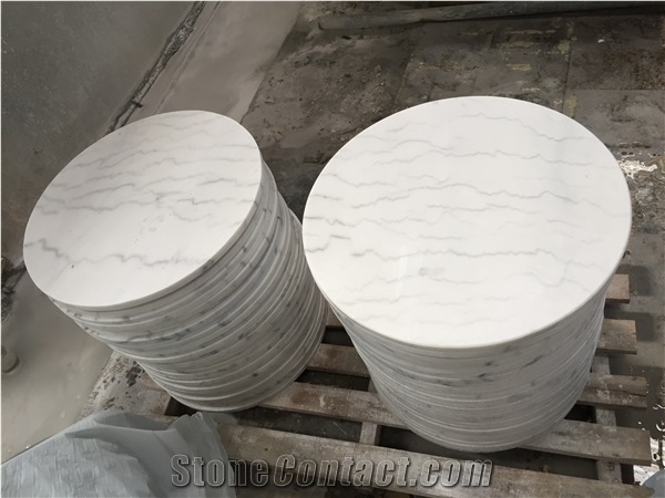 Guangxi White Marble Round Table Tops,Chinese White Marble Reception Desk,Cheap Solid Surface Table Tops