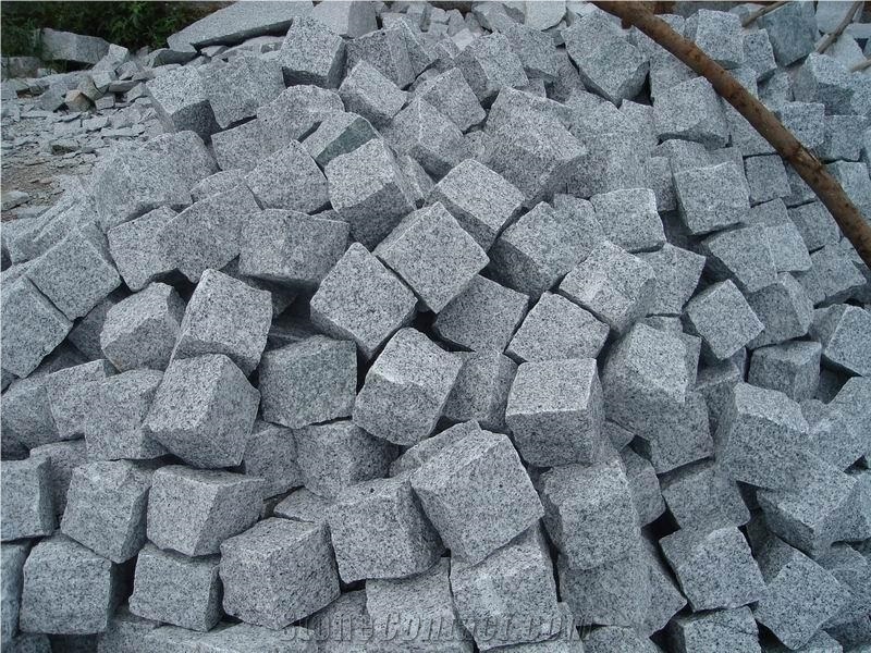 G603 Granite,Sesame White Cube Stone, Snow White Cobble Stone