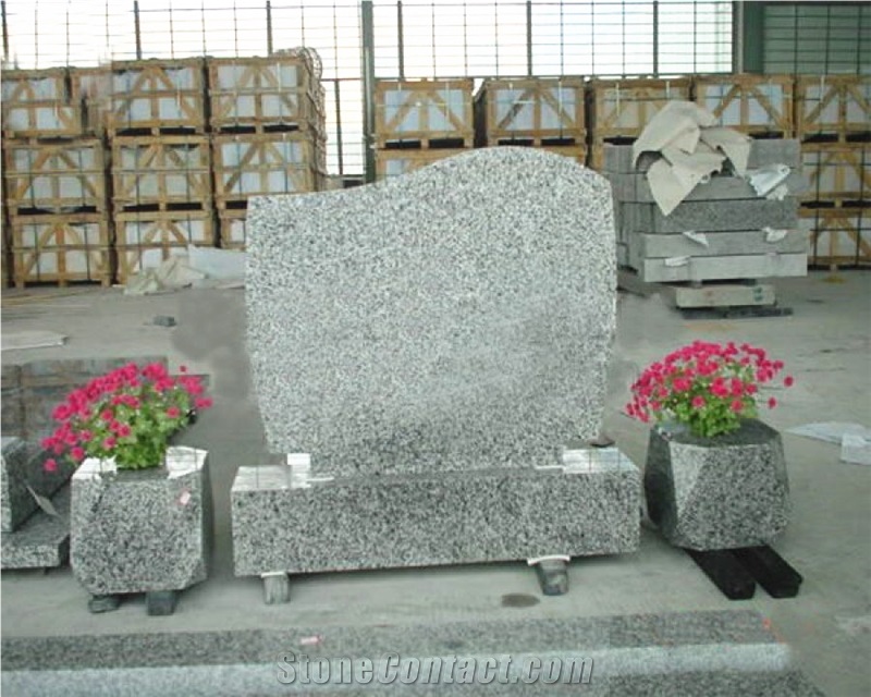 American Style Memorials with Vase, Polished Granite Tombstone, Simple Style Memorial with Flower Holder, Headstone with Base