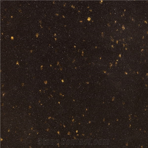 Black Galaxy Polished Artificial Quartz Stone Slab Cheap And