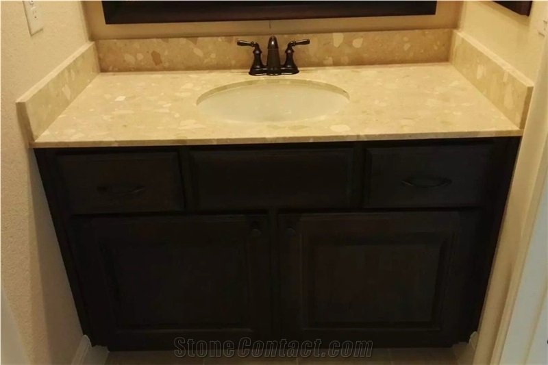 China Cheap Artificial Stone Bathroom Vanity Top, Solid Surface Artificial Quartz, Vanity Top with Sinks and Cabinet