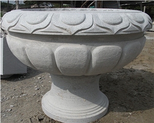 China Cheap G633 Granite Planter, Round Flower Pot, White Granite Flower Stand, Landscaping Stone