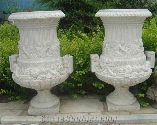 China Cheap G633 Granite Planter, Round Flower Pot, White Granite Flower Stand, Landscaping Stone
