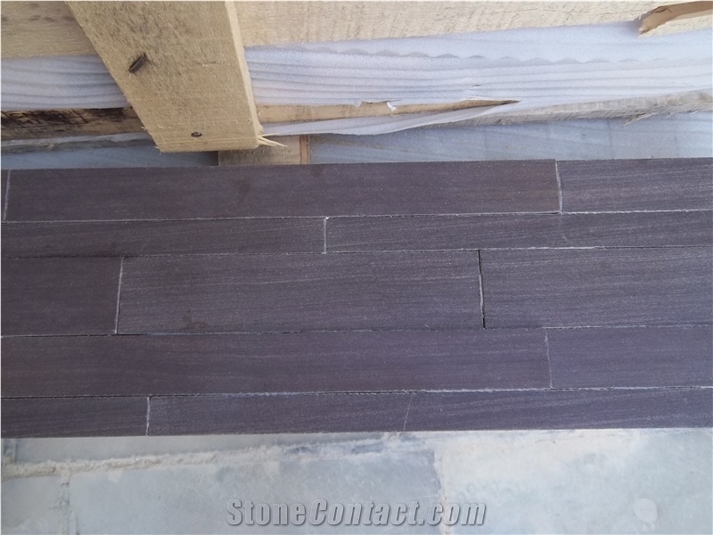 China Origin Purple Wood Grain Sandstone Tile, Lilac Color Wooden Grain Shandong Sandstone for Wall and Floor Covering, Exterior Interior Decoration Building Pattern