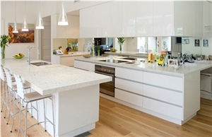Crystal White Quartz Kitchen Countertops, Quartz Surface, Quartz Worktops, Quartz Kitchen Island Tops