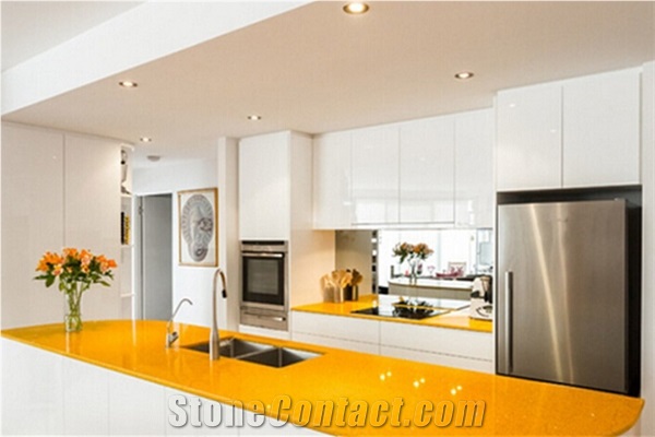 yellow quartz kitchen countertops