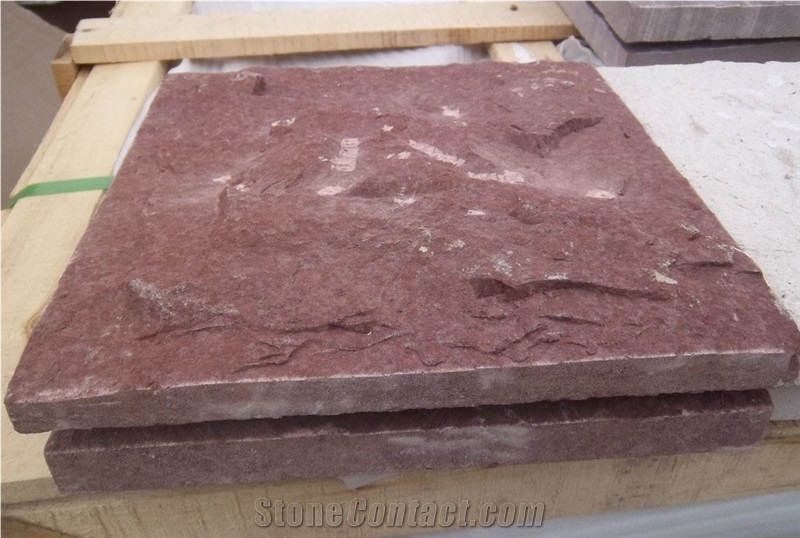 Mushroom Red Sandstone Wall Tiles, Natural Surface Sandstone Wall Clading Tiles, Red Sandstone Wall Decoration, Building Material, Wall Covering