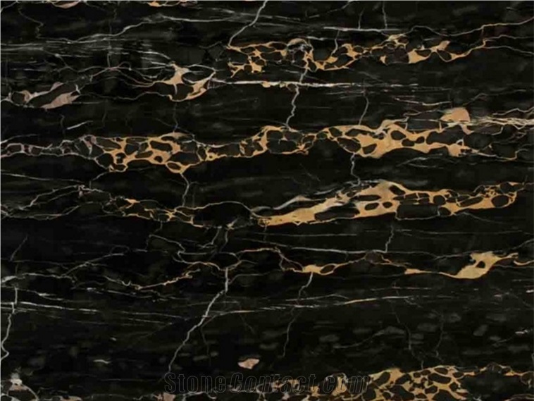 Portoro Gold Polished Marble Slab, China Nero Portoro Marble for Kitchen, Bathroom Background, Wall and Floor Tile