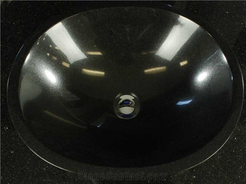 Stone Wash Bowl Shanxi Black Polished Granite Oval Sinks, Elipse Wash Basins Set on Kitchen Countertop or Bathroom Vanity Top