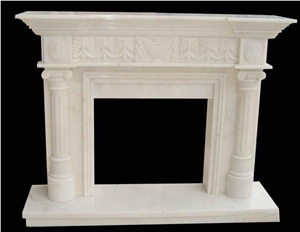 White Marble Fireplace Mantel, Natural Marble Fireplace for Inner Decoration, Marble Fireplace Mantel Surround with Polished Finishing