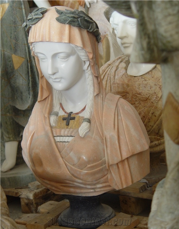 White Marble Head Statues, Beige Marble Sculpture & Statue, Human Sculpture, Garden Sculptures