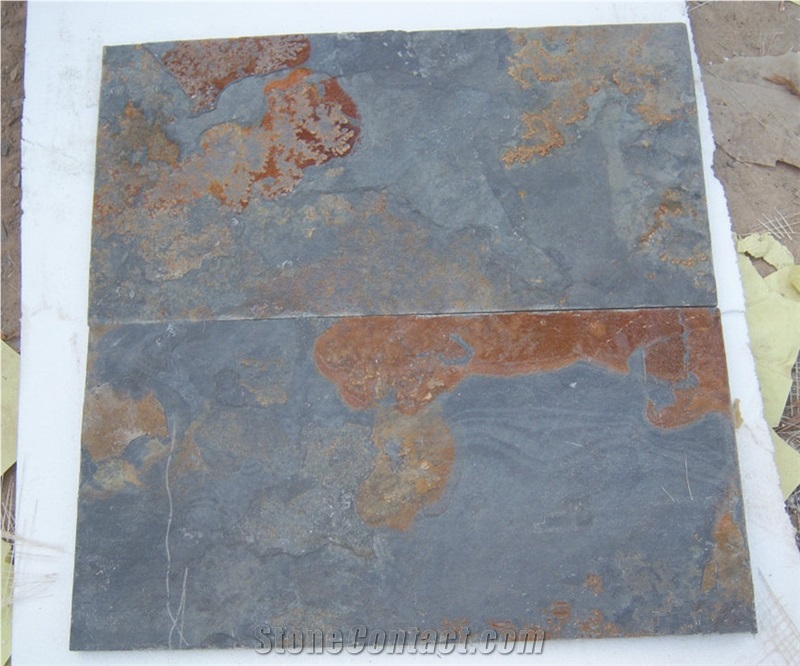 Yellow Rust Slate Tile, Rusty Slate Stone for Wall and Floor Covering, Walkway Pavers, Cultured Stone, Mosaic Pattern
