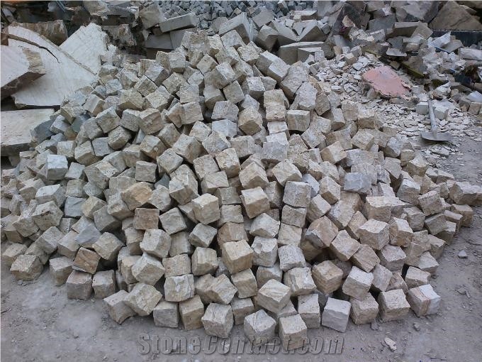 Yellow Sandstone Cube Stone, Yellow Paving Stone, Red Sandstone Cobble, Sandstone Setts, Natural Building Stone