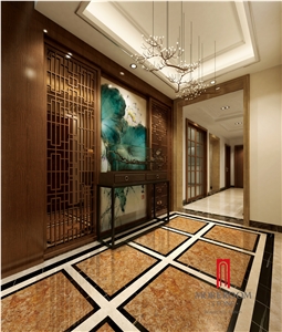 Foshan Gold Emperador Marble Look Porcelain Floor Tile for Flooring