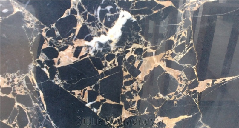 Black Golden Flower Marble Slabs & Tiles, Marble Floor Tiles