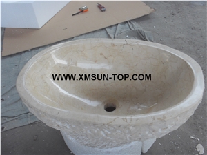 Beige Marble Sinks&Basins/Beige Marble Kitchen Sinks&Basins/Beige Marble Bathroom Sinks&Basins/Marble Wash Basins/Marble Oval Basins/Sinks for Hotel&Home&Restaurant