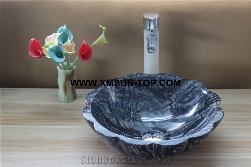 Black Marble Kitchen Sinks&Basins/Black Marble Bathroom Sinks&Basin/Flower Shape Sinks&Basins/Natural Stone Basins&Sinks/Wash Basins/Interior Decorative
