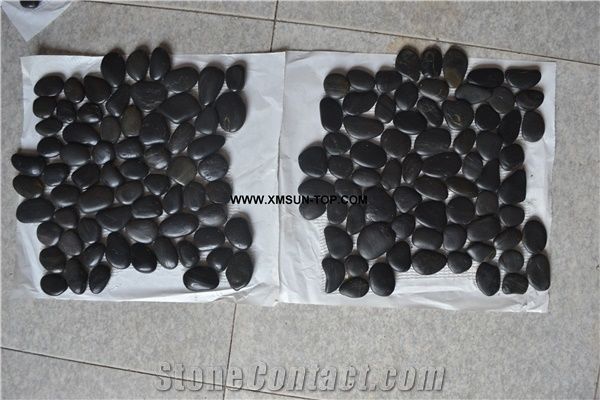Black Pebble Mosaic Natural River Stone Mosaic Wall Tiles Washed