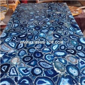 Blue Agate Semi-Precious Stone Kitchen Counter Top/Blue Semi- Precious Stone Kitchen Worktop/Kitchen Tops/Kitchen Bar Tops/Kitchen Desk Tops/Custom Countertop/Semi Precious Kitchen Countertop