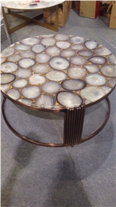 Brazil Agate Semi-Precious Coffee Table/Gemstone Internal Decoration/Luxury Material Table Tops