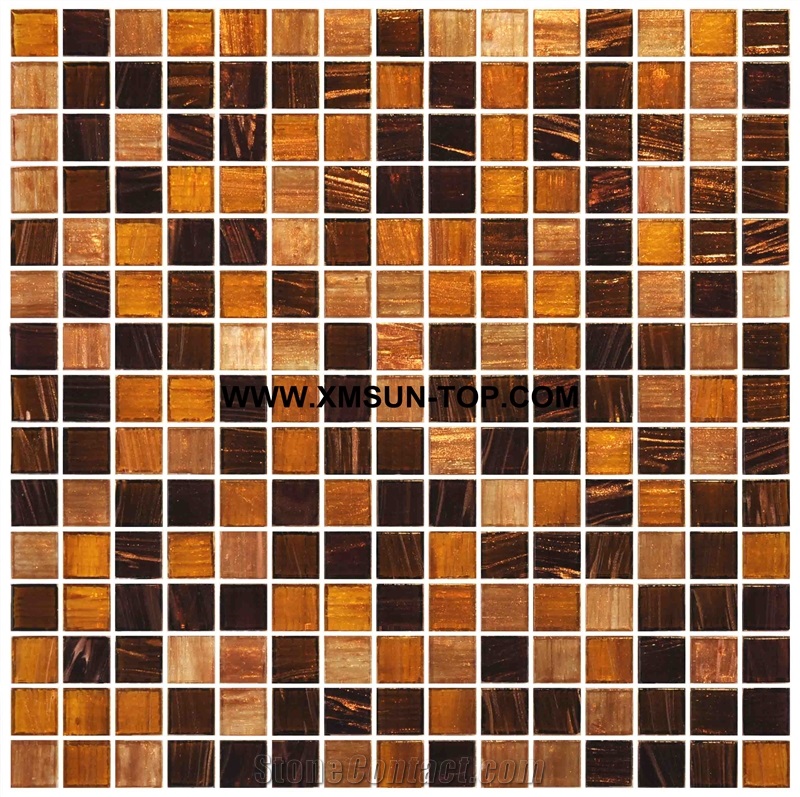Brown and Orange Glass Mosaic/Square Glass Mosaic/Mosaic Pattern/Floor Mosaic/Wall Mosaic/Polished Mosaic//Interior Decoration/Customized Mosaic Tile/Mosaic Tile for Bathroom&Kitchen&Hotel Decoration