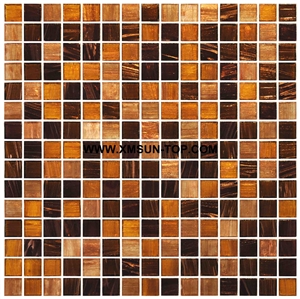 Brown and Orange Glass Mosaic/Square Glass Mosaic/Mosaic Pattern/Floor Mosaic/Wall Mosaic/Polished Mosaic//Interior Decoration/Customized Mosaic Tile/Mosaic Tile for Bathroom&Kitchen&Hotel Decoration
