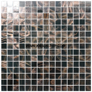 Brown Glass Mosaic/Brown Square Glass Mosaic/Mosaic Pattern/Floor Mosaic/Wall Mosaic/Polished Mosaic//Interior Decoration/Customized Mosaic Tile/Mosaic Tile for Bathroom&Kitchen&Hotel Decoration