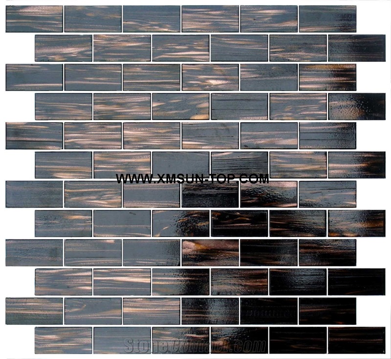 Brown Glass Mosaic/Linear Strips Glass Mosaic/Mosaic Pattern/Floor Mosaic/Wall Mosaic/Polished Mosaic//Interior Decoration/Customized Mosaic Tile/Mosaic Tile for Bathroom&Kitchen&Hotel Decoration