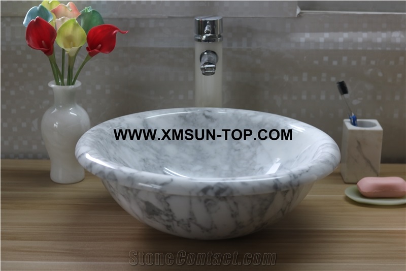 Carrara Marble Kitchen Sinks&Basins/White Marble Stone Bathroom Sinks&Basin/Round Sinks&Basins/Natural Stone Basins&Sinks/Wash Basins/Home Decoration/Marble Sink&Basin for Hotel
