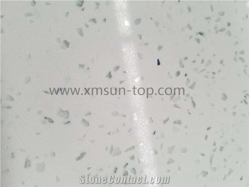 China White Galaxy Quartz Stone Tiles/White Engineered Stone/Artificial Stone Slabs for Kitchen Tops